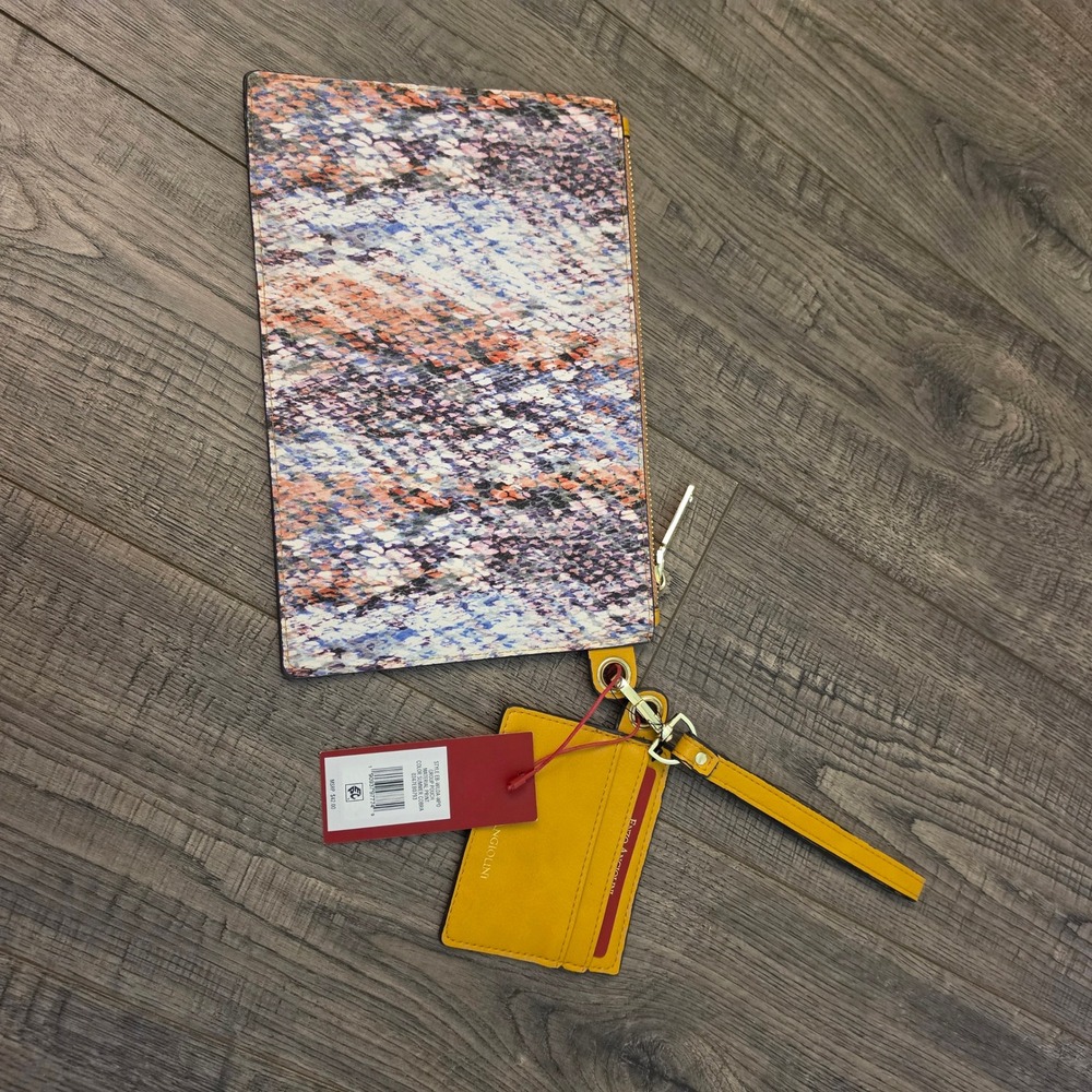 Enzo Angiolini Summer Cobra Pouch and Card Holder Yellow Snake Print EB-W0124 - Picture 2 of 10